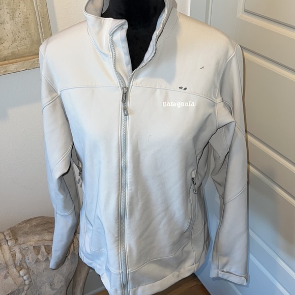 Patagonia polar tech zip up running waterproof breathable light gray jacket Sz L - Picture 2 of 12